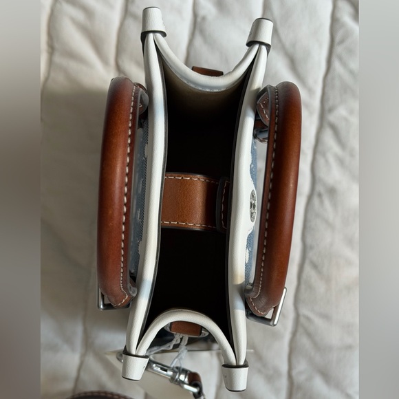 Tory Burch Mini T Monogram Denim Tote - Picture 9 of 10